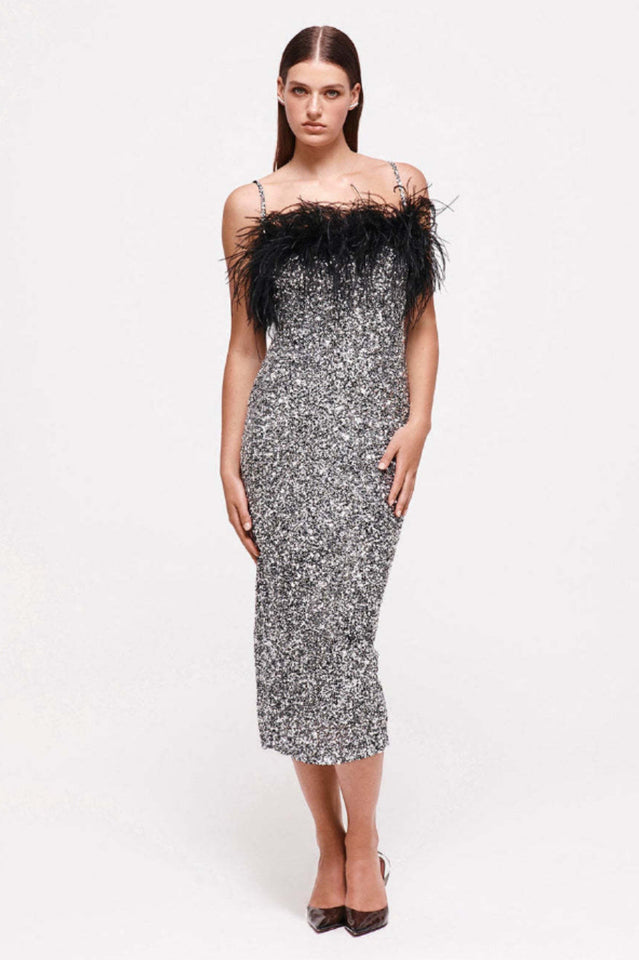 Jemma Feather Midi Sequin Dress | Dress In Beauty