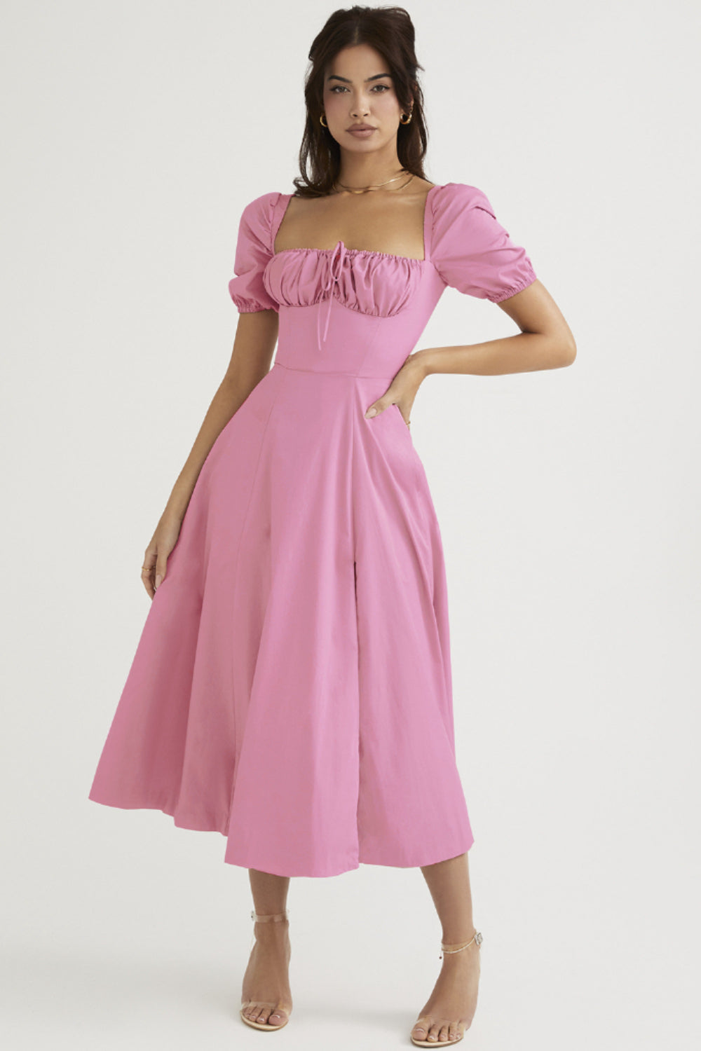 white blueberry embroidered puff sleeve tallulah midi dress White Blueberry Embroidered Puff Sleeve Tallulah Midi Dress