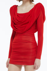 Arina Long Sleeve Plunge Mini Dress | Dress In Beauty