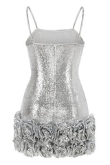 Faye Sequin Flower Mini Dress