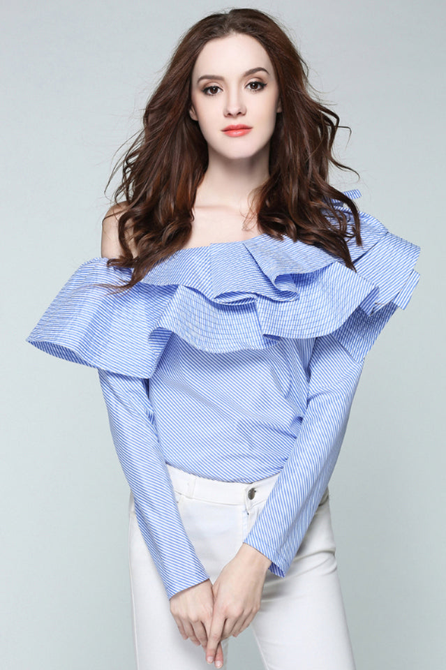 One Shoulder Ruffled Shirt | Dress In Beauty