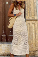 Hollow Out Sleeveless Sweater Dress