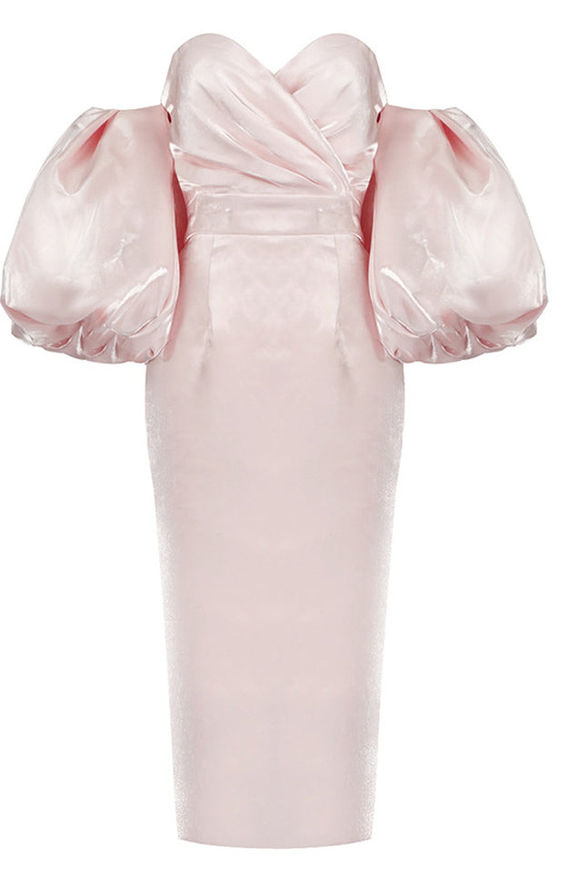 Satin Strapless Midi Dress | Dress In Beauty