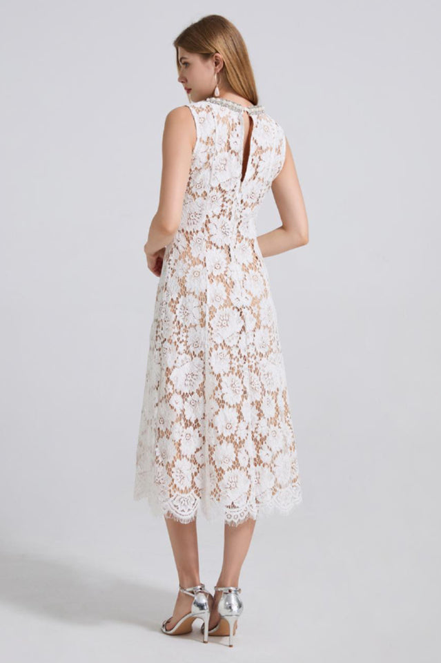 Ariana Floral Lace Sleeveless Midi Dress | Dress In Beauty