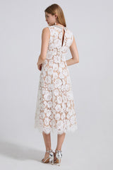 Ariana Floral Lace Sleeveless Midi Dress | Dress In Beauty