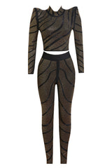 Agatha Long Sleeve Rhinestone Pantsuit | Dress In Beauty