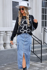 Bow Graphic Long Sleeve Sweater | Dress In Beauty