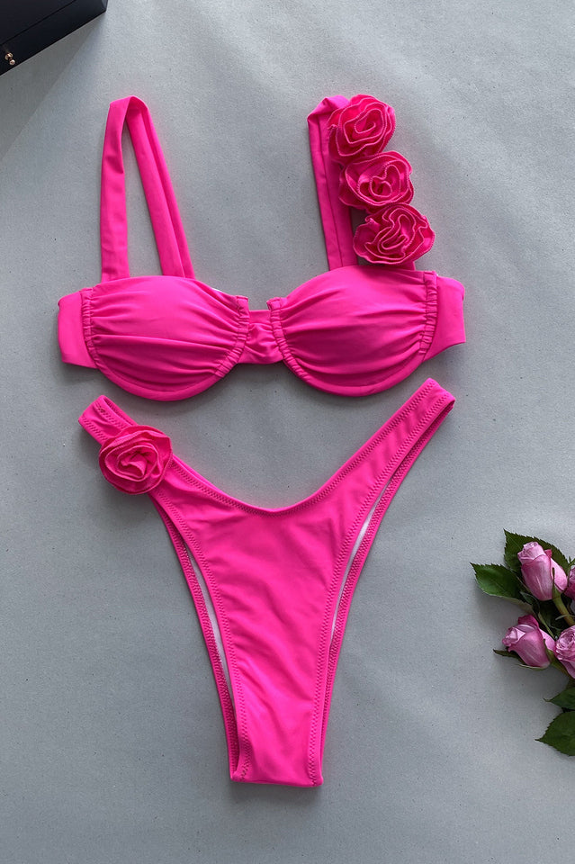 Push Up Flower Decoration Bikini Set | Dress In Beauty