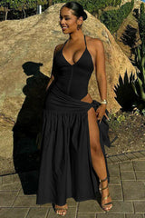 V-Neck Bodysuit Wrap Skirt Set