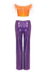 Likan Crop Top Sequin Pants Set | Dress In Beauty