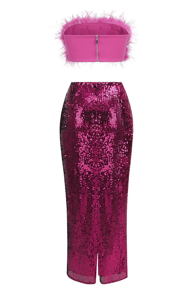 Alexis Feather Top + Sequined Skirt Set | Dress In Beauty