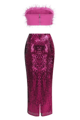 Alexis Feather Top + Sequined Skirt Set | Dress In Beauty