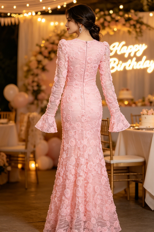 Grace 3D Rose Mermaid Maxi Dress | Dress In Beauty
