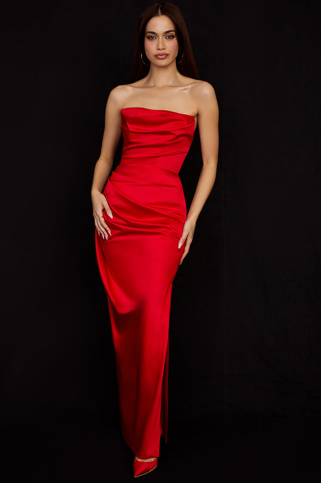 Satin Strapless Corset Maxi Dress Satin Strapless Corset Maxi Dress