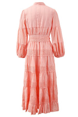 Sabina Stand Collar Lace Trim Maxi Dress | Dress In Beauty