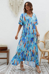 Print Short Sleeve Wide Hem Maxi Dress | Dress In Beauty