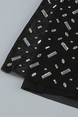 Square Rhinestone Mesh Midi Dress