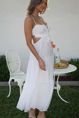 Ruched Tie-Up Strappy Maxi Dress | Dress In Beauty