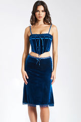 Lorraine Teal Velvet Skirt Set | Dress In Beauty