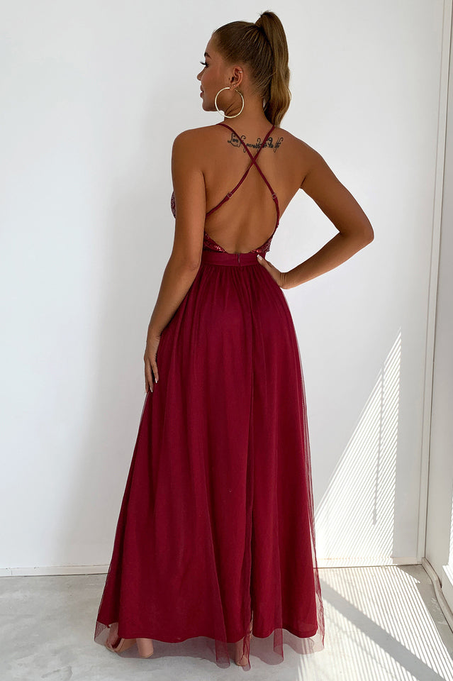 Sequined Backless Tulle Evening Prom | Dress In Beauty