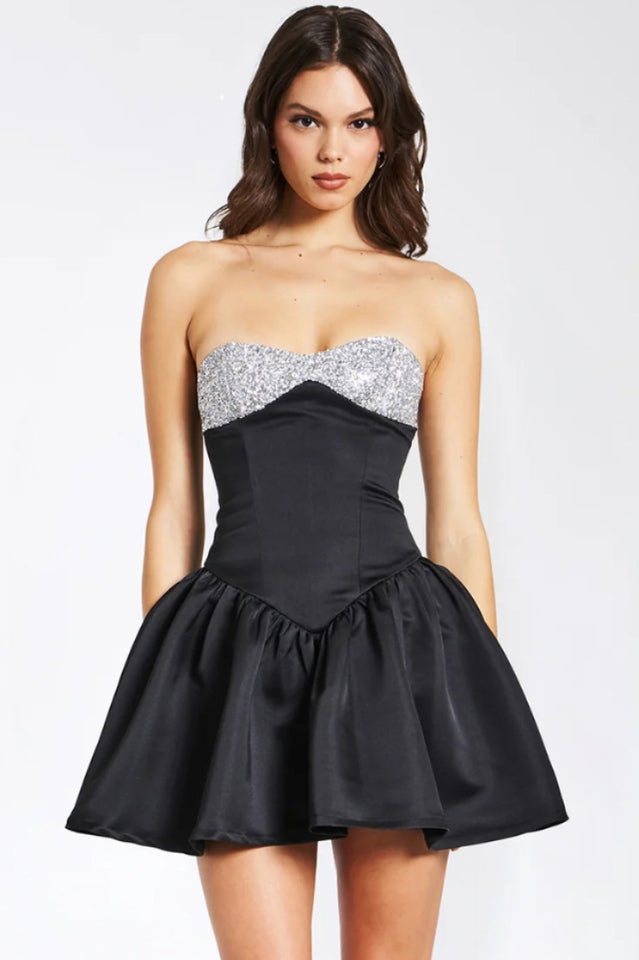 Satin Crystal Bustier Mini Dress | Dress In Beauty