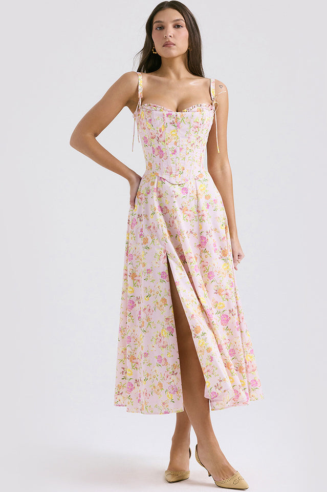 Clarabelle Pink Meadow Print Cotton Sundress | Dress In Beauty