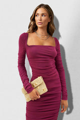Square Neck Ruched Crepe Midi Dress | Dress In Beauty