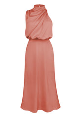 Halter Sleeveless Satin Bridesmaid Dress