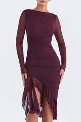 Wine Ruffle Midi Dress | Dress In Beauty