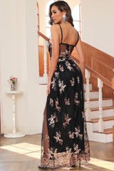 Mesh Sequin Floral Print Prom Dress | Dress In Beauty