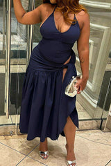 V-Neck Bodysuit Wrap Skirt Set
