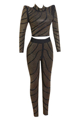 Agatha Long Sleeve Rhinestone Pantsuit | Dress In Beauty