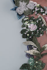Tropical Floral Embroidered Mini Dress