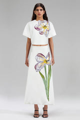 Angelica Floral Applique Skirt Set