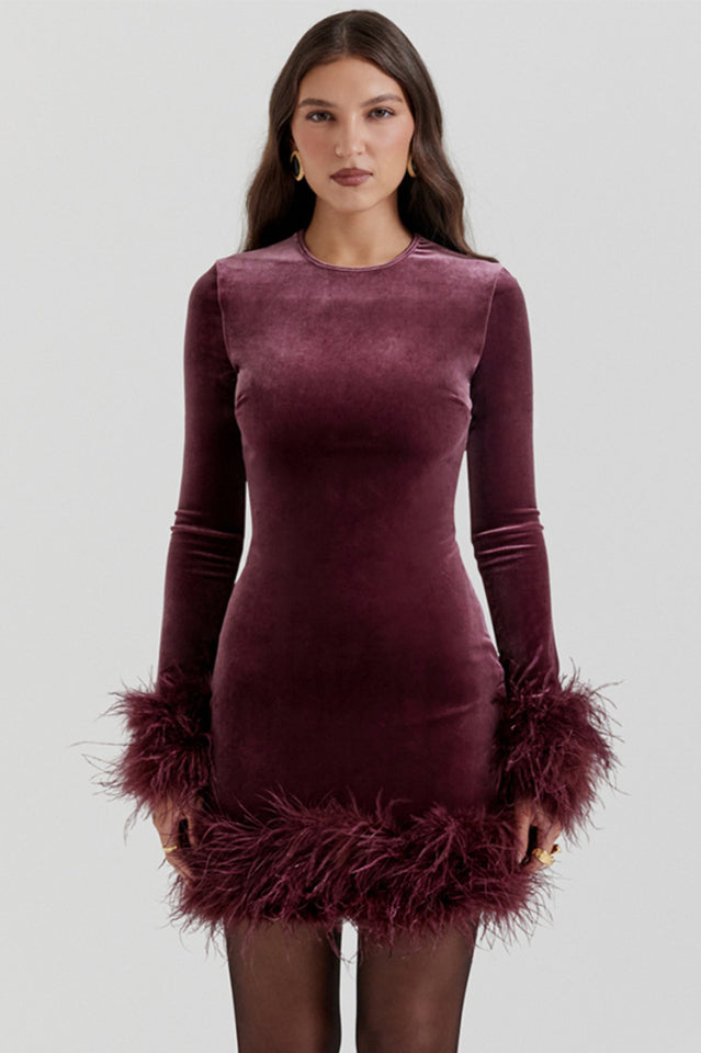 Lavinia Mulberry Velvet Mini Dress | Dress In Beauty