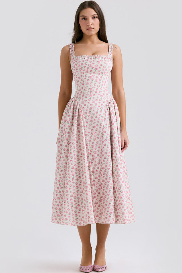 Dorothy White Rosebud Print Sundress | Dress In Beauty