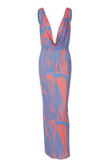 Abstract Print Plisse Cowl Plunge Maxi Dress | Dress In Beauty