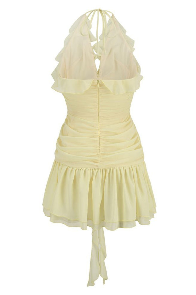 Rose Detailed Halterneck Mini Dress | Dress In Beauty
