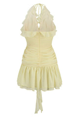 Rose Detailed Halterneck Mini Dress | Dress In Beauty