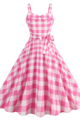 Barbie Movie Margot Pink Plaid Check Dress | Dress In Beauty