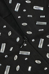 Square Rhinestone Mesh Midi Dress