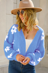 Cuteness Flowers Fuzzy Knit Cardigan