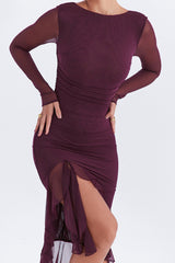 Wine Ruffle Midi Dress | Dress In Beauty