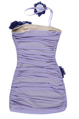 Choker-Neck Flower Mini Mesh Dress | Dress In Beauty