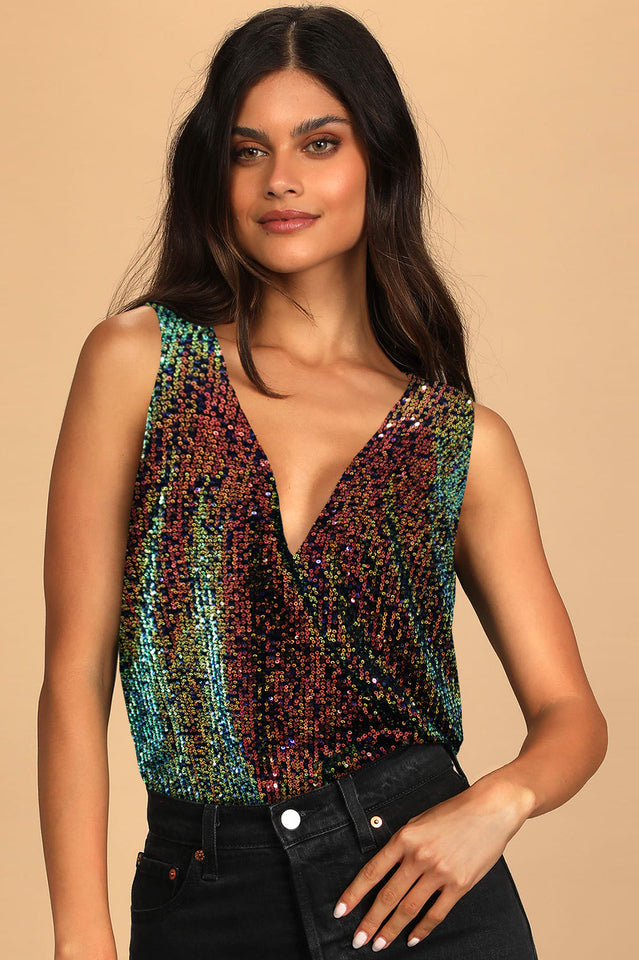 Evening Of Wonder Sequin Cowl Back Bodysuit | Dress In Beauty