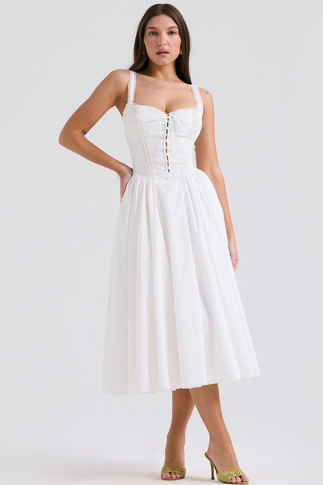 Milia White Brogue Cotton Dress | Dress In Beauty