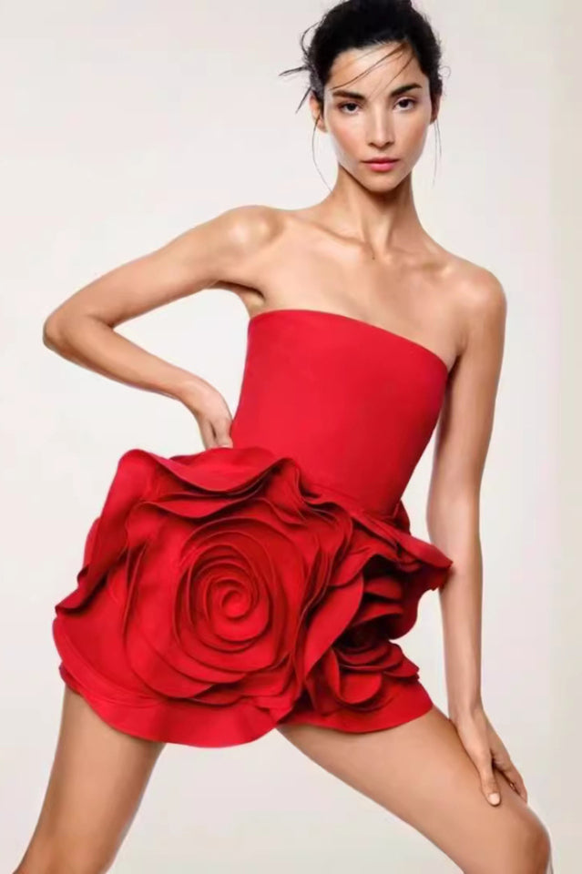 Ayat Strapless Flower Mini Dress | Dress In Beauty
