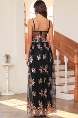 Mesh Sequin Floral Print Prom Dress | Dress In Beauty