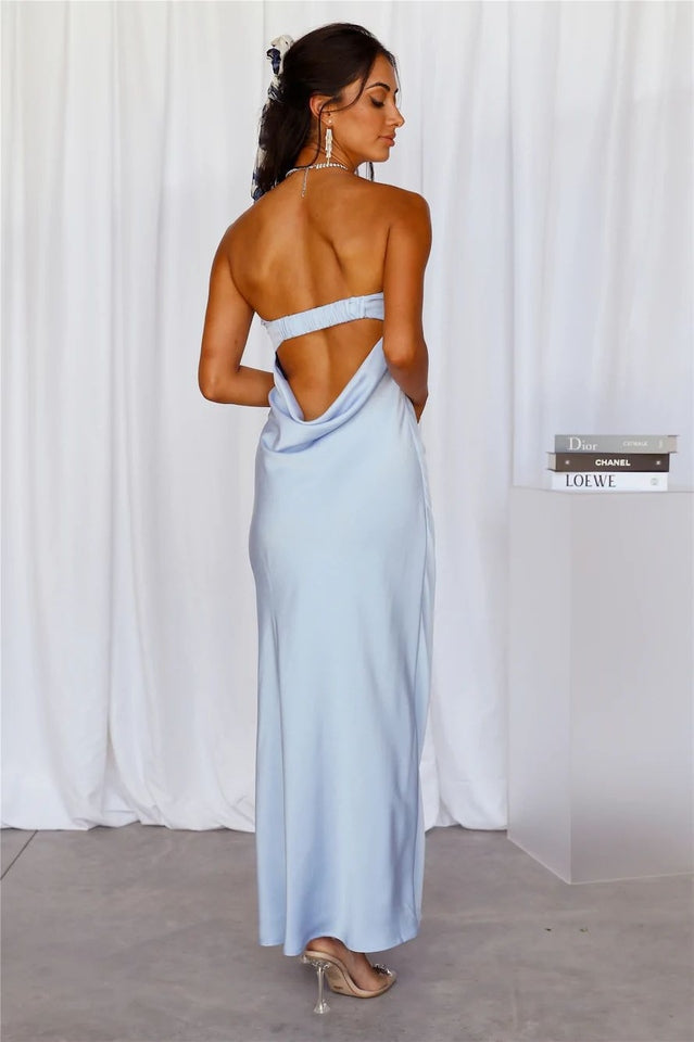 Half Open Back Sleeveless Silky Dress | Dress In Beauty