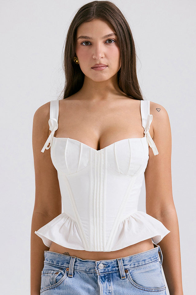Gigou White Ruffled Cotton Bra | Dress In Beauty